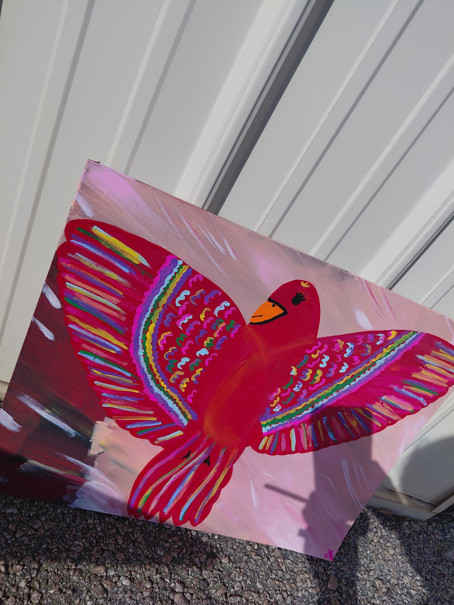 COCOMONEY ART Red Bird 1 OF 1 CUSTOM PIECE BY COCOMONEY painting on canvas