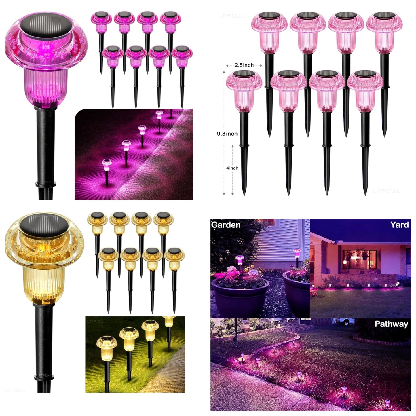 Solar Pathway Lights Outdoor Solar Mushroom Lights Outdoor 8 Pack Outside LED Lighting Stake Waterproof for Path, Lawn, Garden,Driveway, Landscape,Backyard,Courtyard