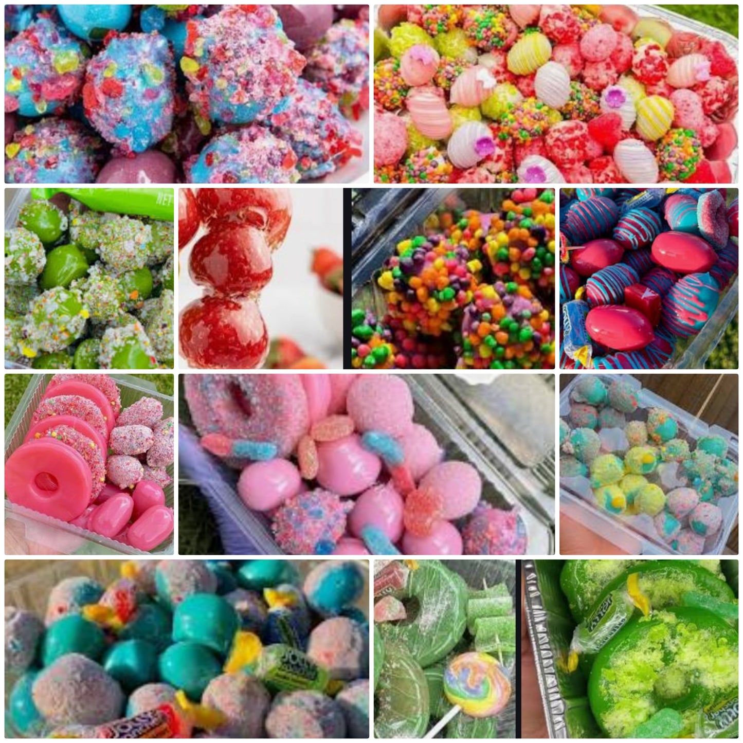 Candied fruit 12 pieces Candied, Caramel, Chocolate or Marshmallow pick your flavors with beautiful unique custom design