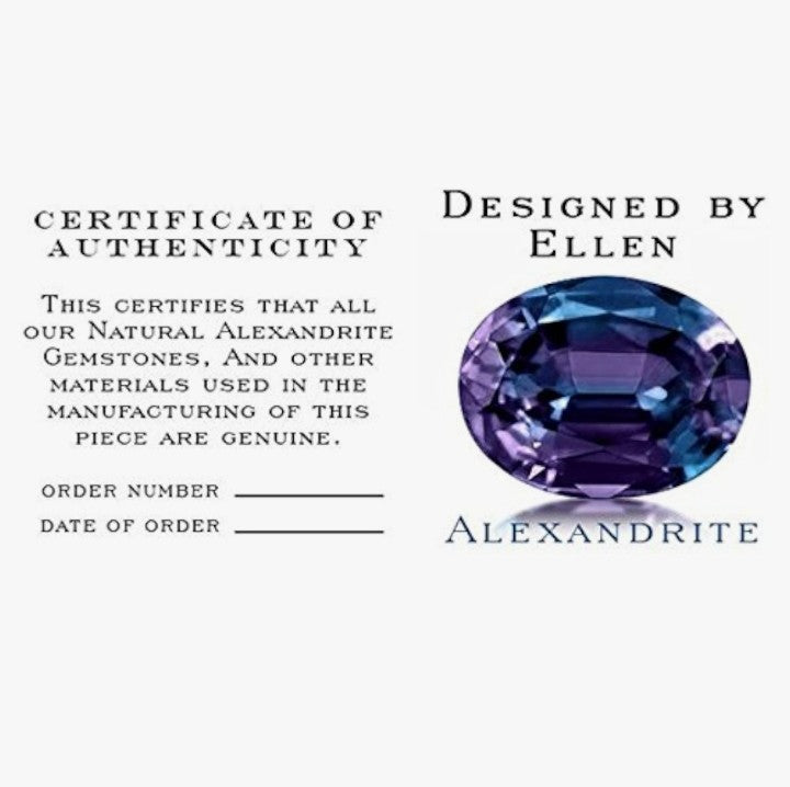 COCOMONEY 14K Natural Color Changing Alexandrite Diamond Necklace Pendant in 14 K White & Yellow Gold With Chain