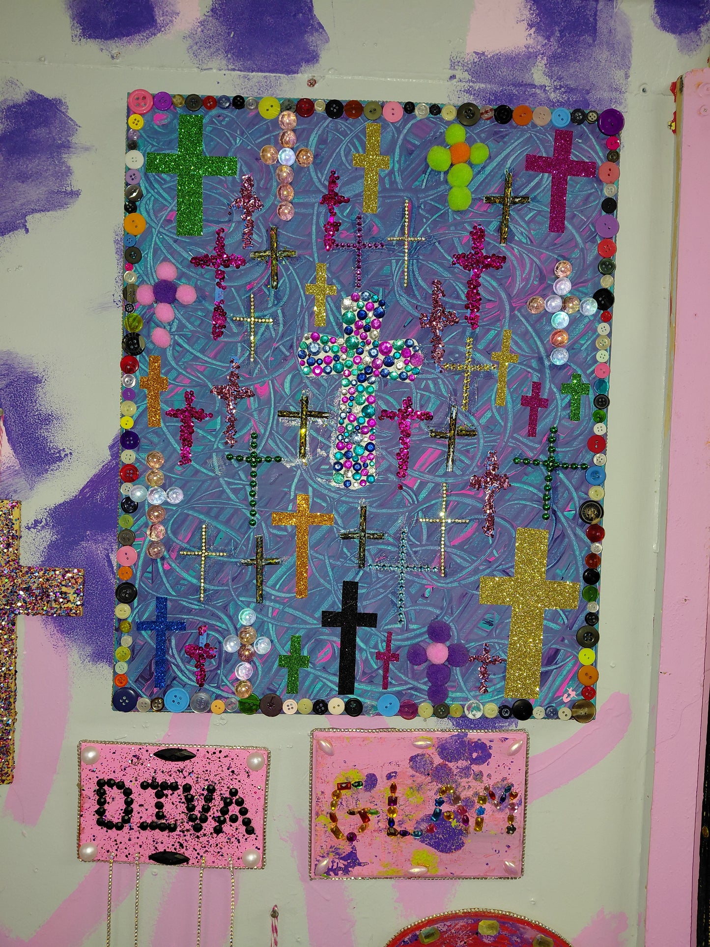 COCOMONEY ART Crosses 1 OF 1 CUSTOM PIECE BY COCOMONEY painting on canvas