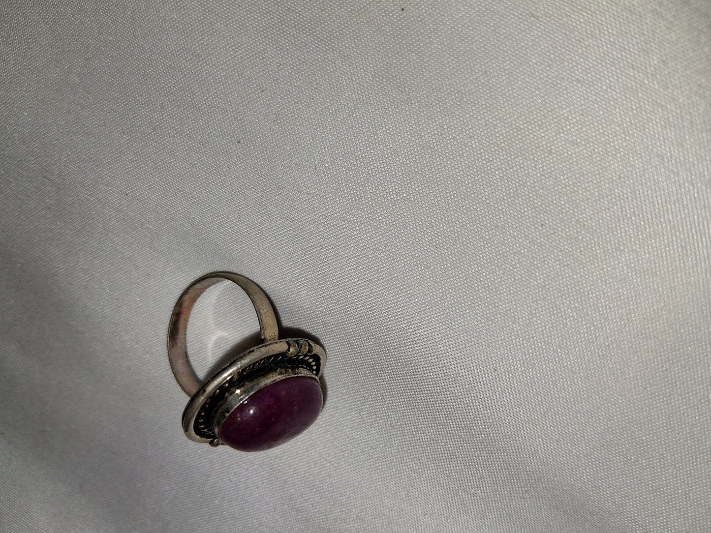 Red stone silver plated ring size 9