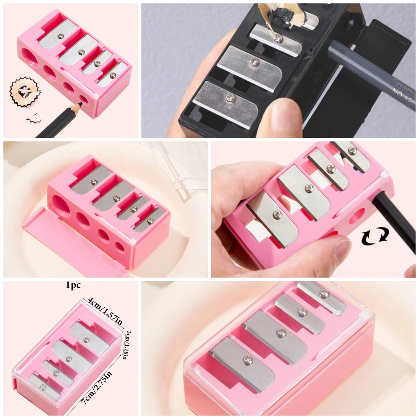 1pc High-End 4-Hole Eyeliner & Eyebrow Pencil Makeup Pen Set With Pencil Sharpener, Convenient Multifunctional Portable Pen Holder