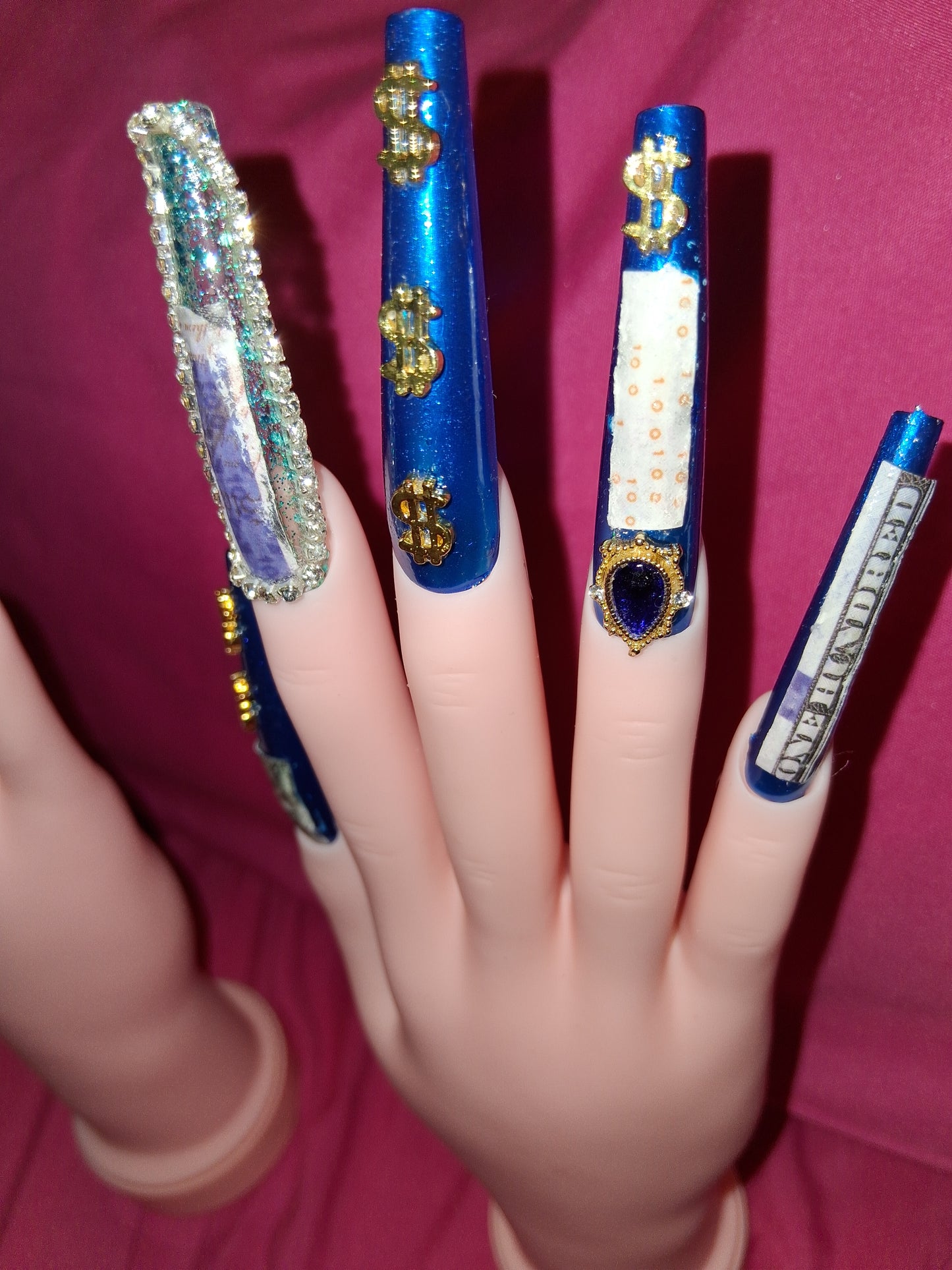 COCOMONEY NAILS CUSTOM 1 OF 1 GLUE ON PRESS ON COMES WITH FREE GIFTS #o49