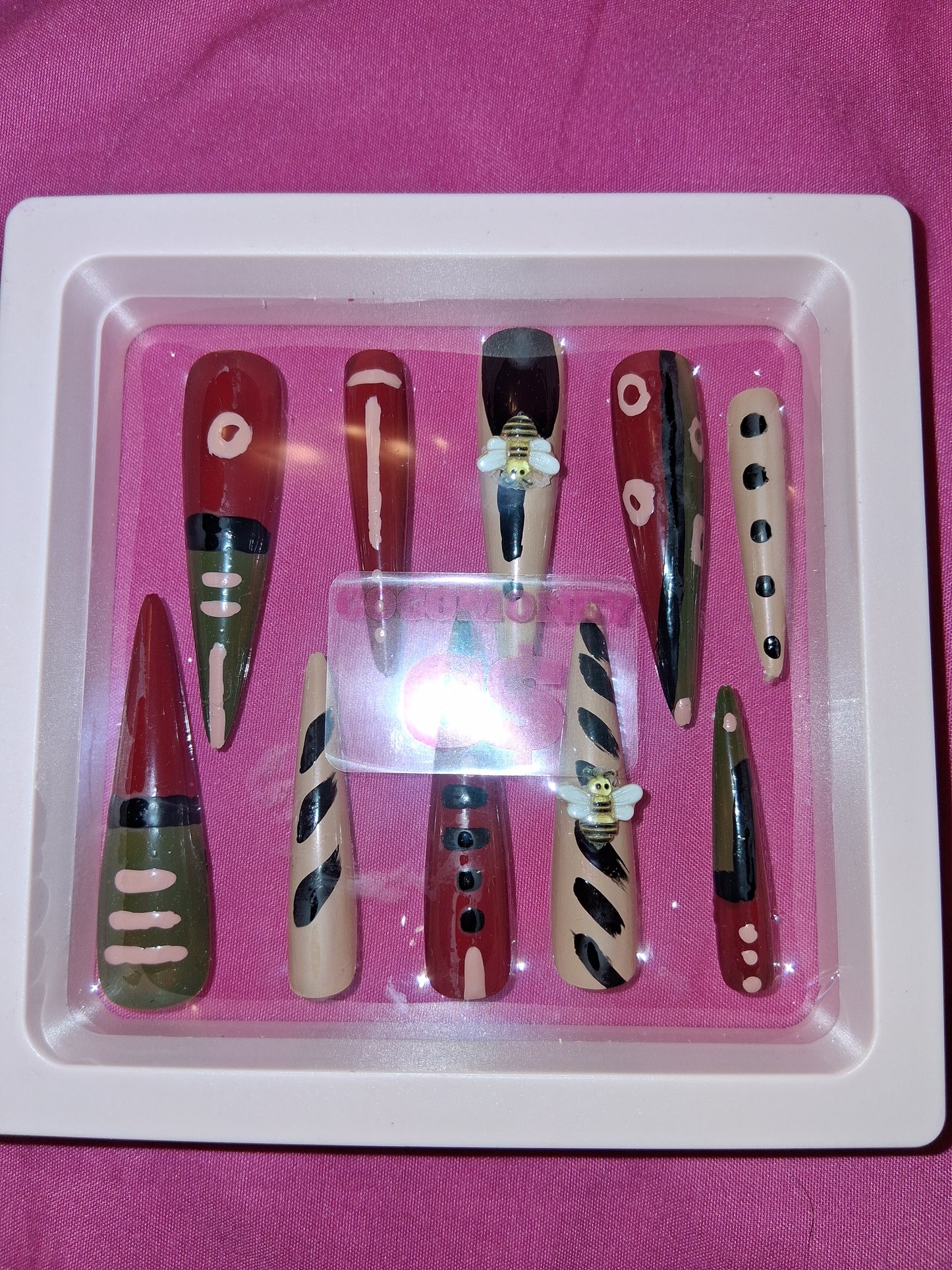 COCOMONEY NAILS CUSTOM 1 OF 1 GLUE ON PRESS ON COMES WITH FREE GIFTS #o77