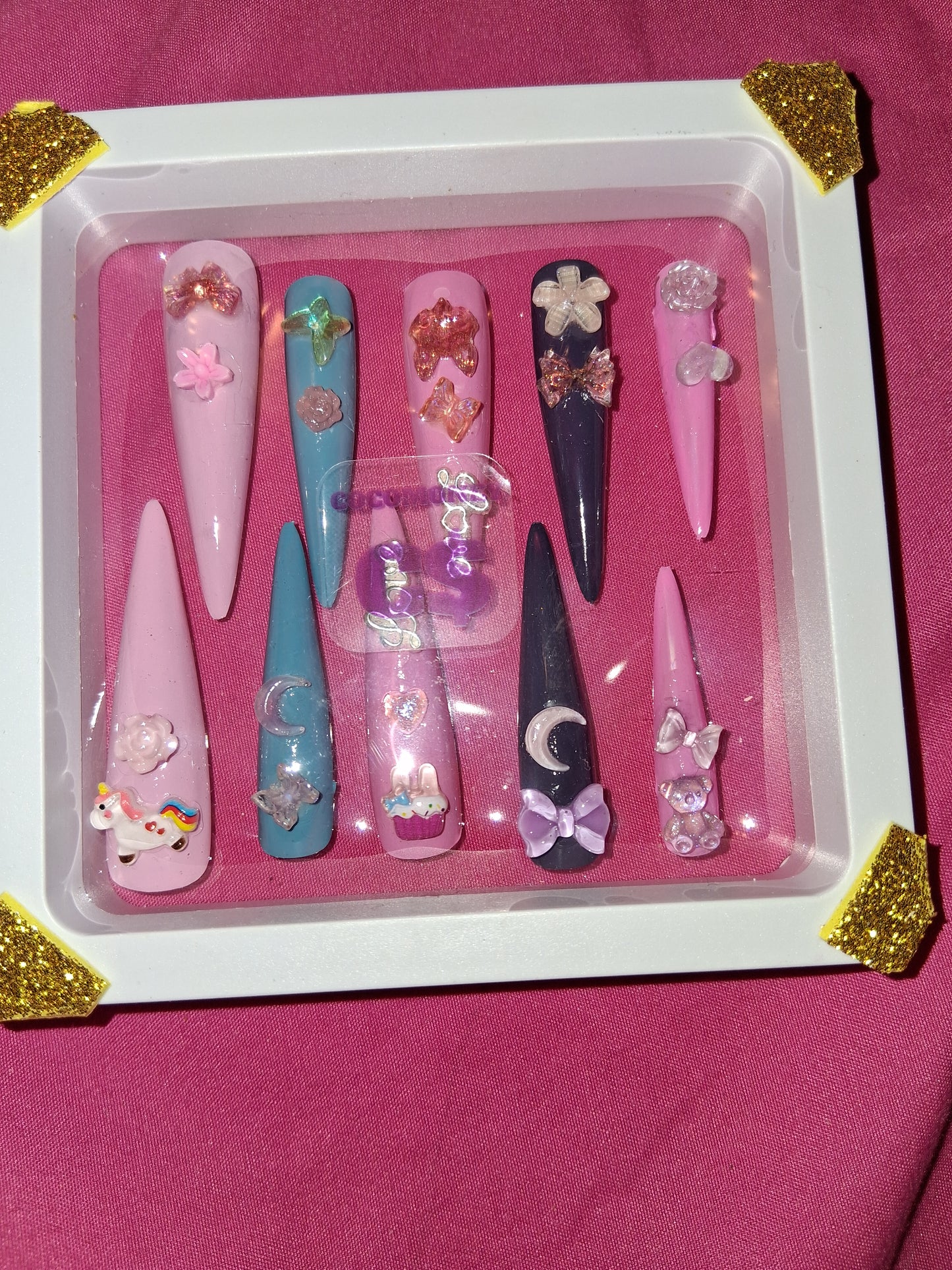 COCOMONEY NAILS CUSTOM 1 OF 1 GLUE ON PRESS ON COMES WITH FREE GIFTS #p56