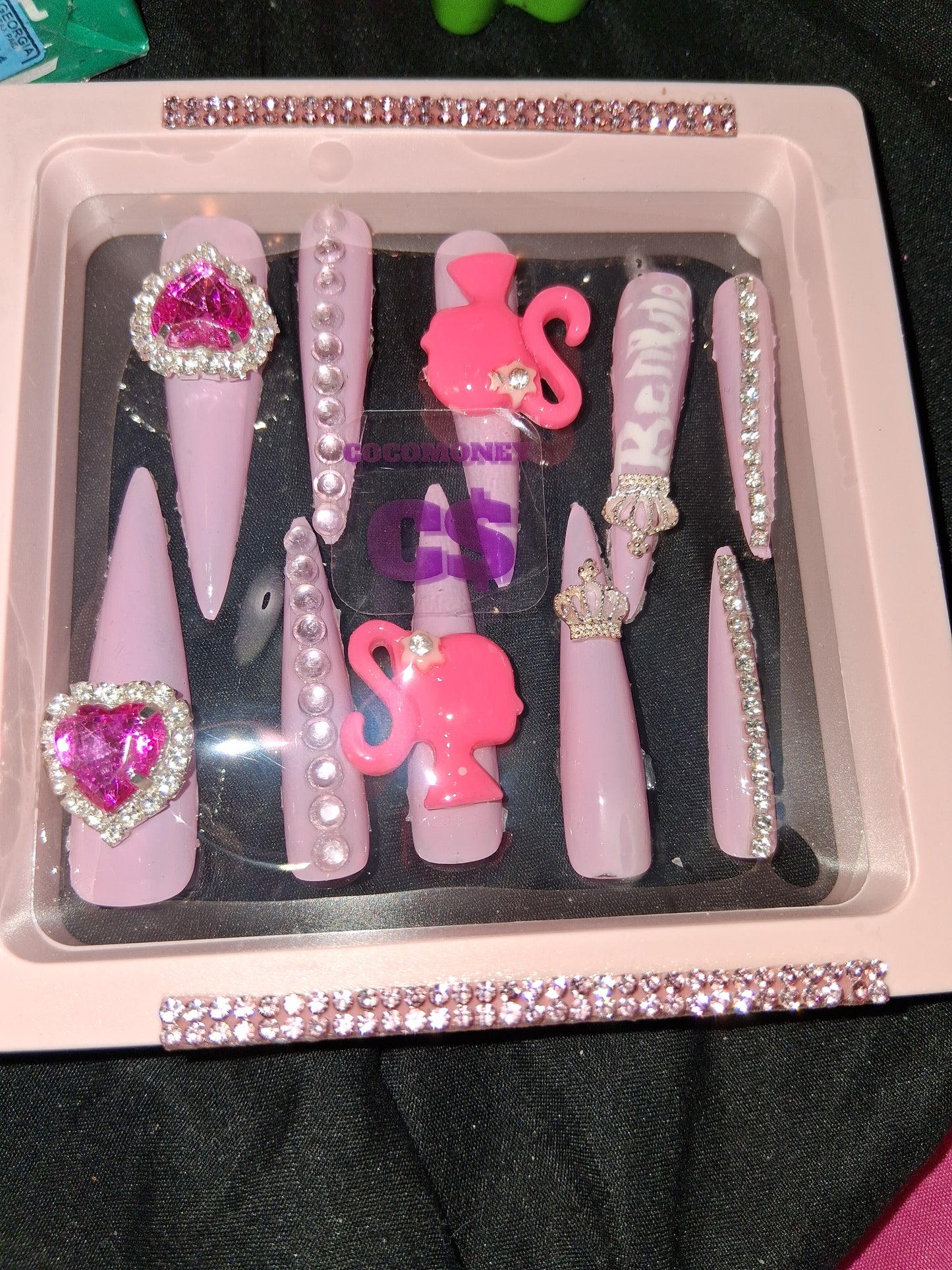 COCOMONEY NAILS CUSTOM 1 OF 1 GLUE ON PRESS ON COMES WITH FREE GIFTS #p51