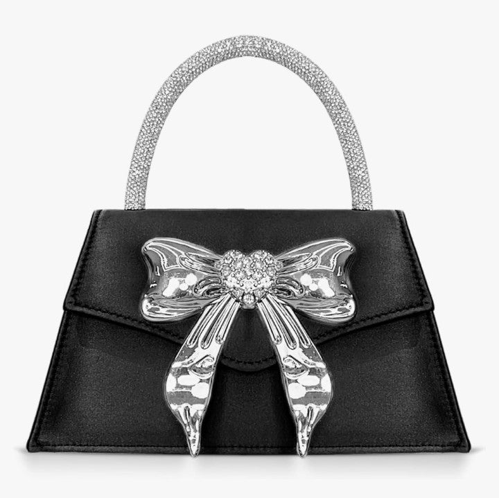 Bow Evening Bag, Rhinestone Handle Tote Bag,