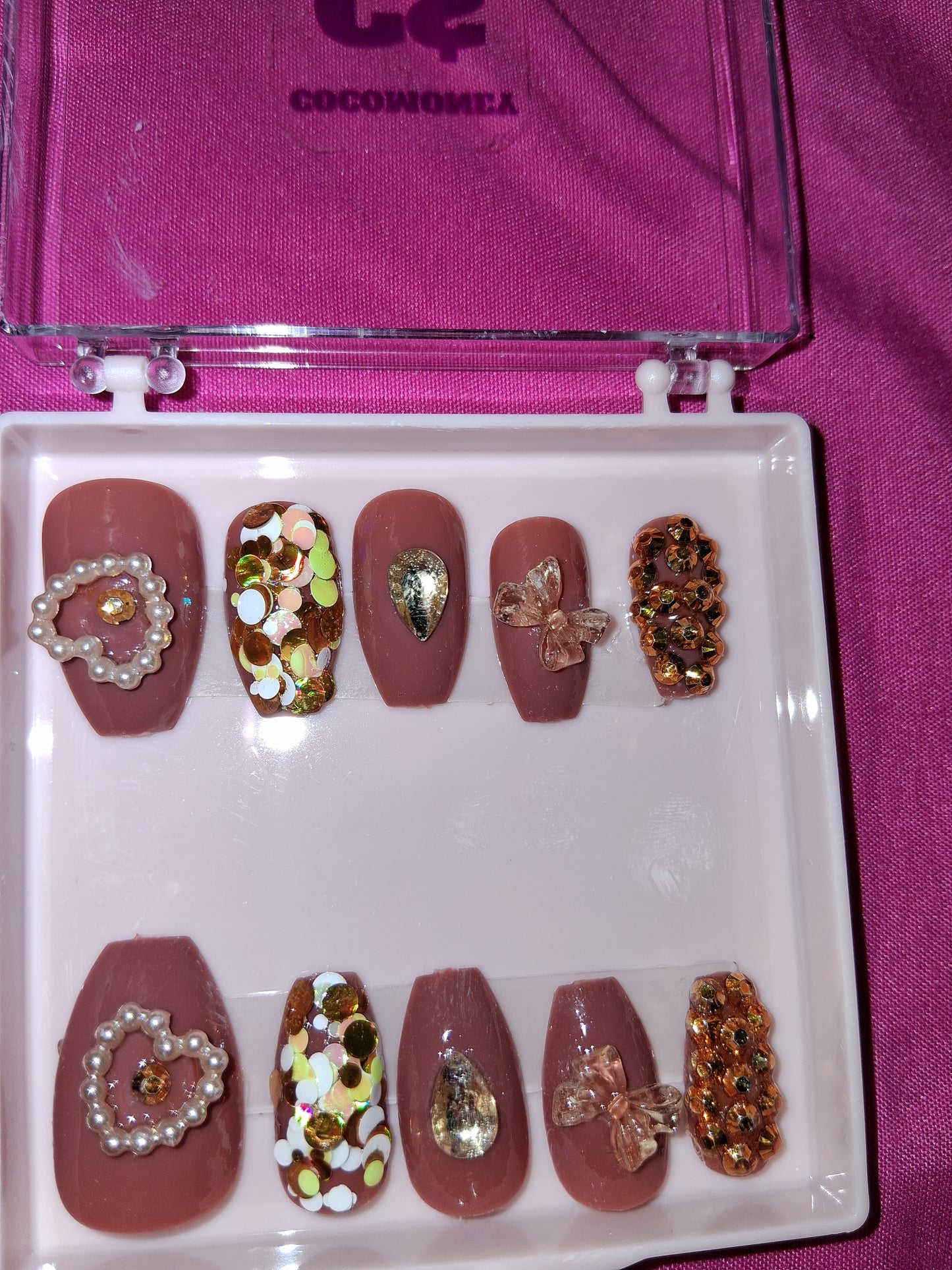 COCOMONEY NAILS CUSTOM 1 OF 1 GLUE ON PRESS ON COMES WITH FREE GIFTS #b49