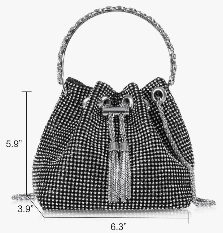 Bling Rhinestone Purse for Women, Glitter Clutch Handbag Bucket Evening Bag for Girls Wedding