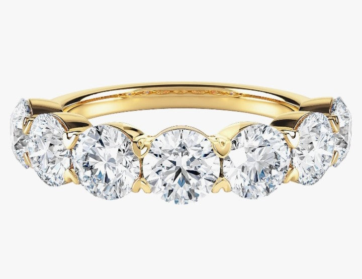 COCOMONEY IGI Certified 3 Carat Lab Grown Diamond Semi Eternity Wedding Band Ring for Women in 14k Gold (G-H, VS-SI, cttw) Anniversary Promise 7 Stone Stackable Band Ring Size 4 to 9 by Diamond Wish