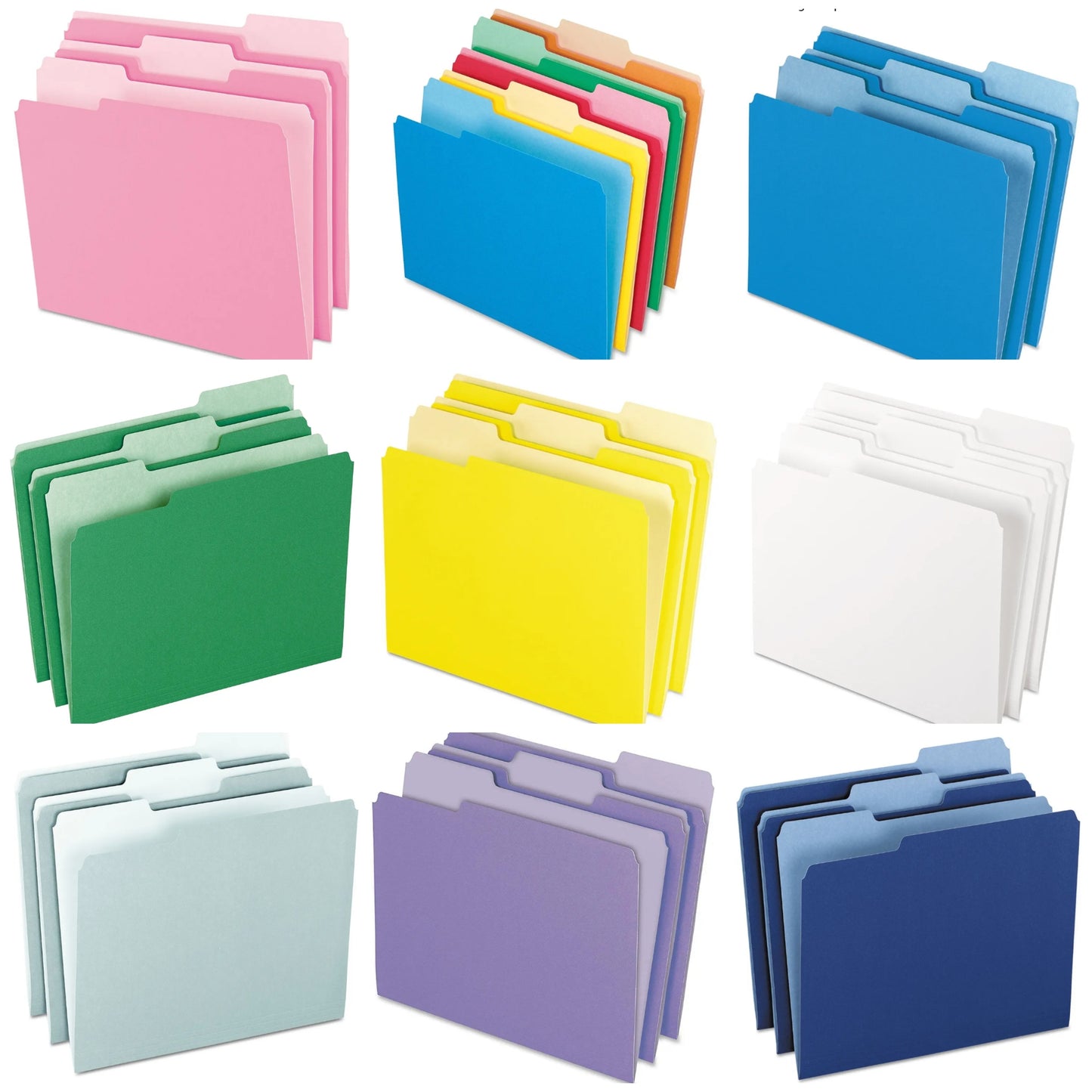 Two-Tone Color File Folders, Letter Size, 1/3 Cut, Navy, 100 Per box (152 1/3