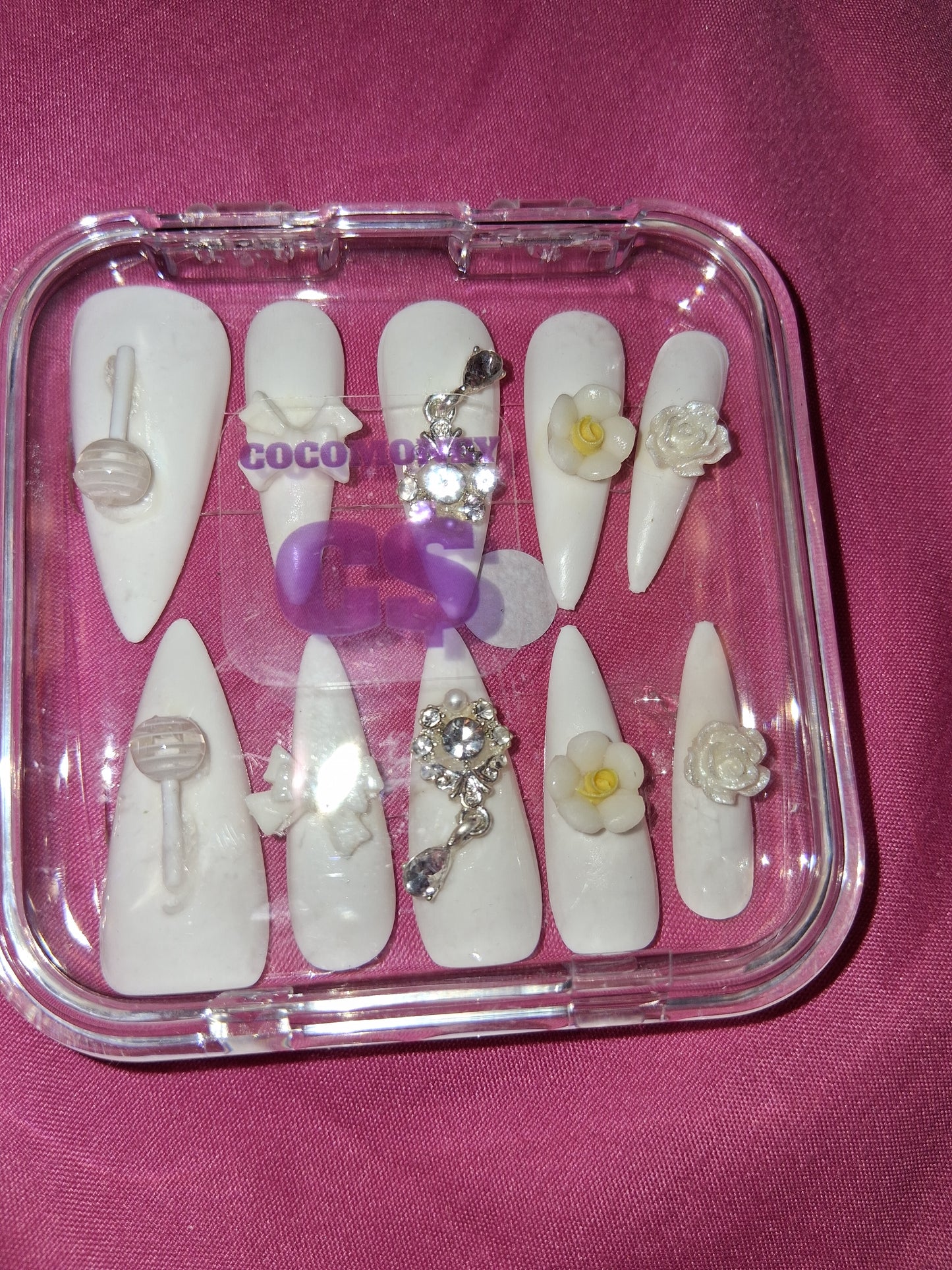 COCOMONEY NAILS CUSTOM 1 OF 1 GLUE ON PRESS ON COMES WITH FREE GIFTS #b87