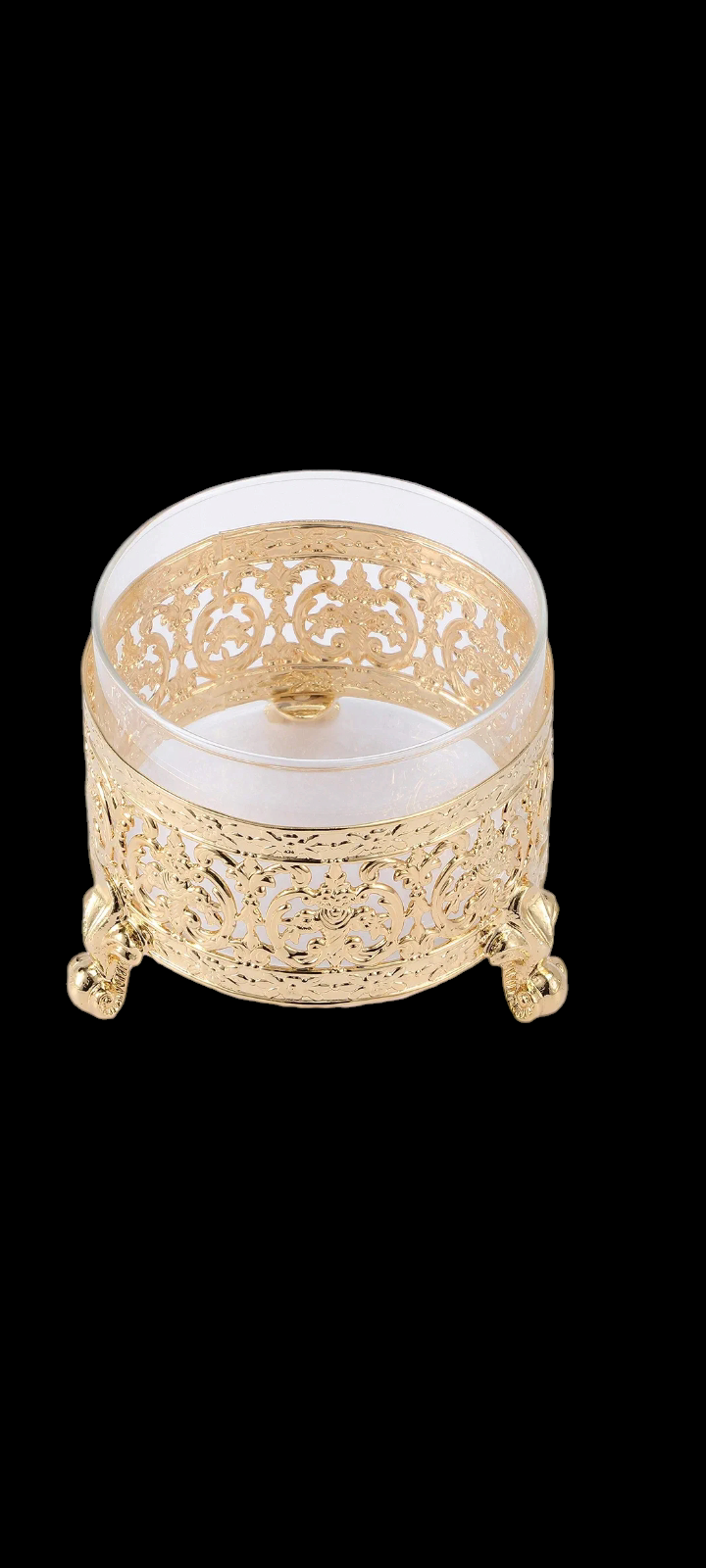 24K Gold Plated Sugar Bowl Honey Dish Glass Bowl - Detailed Intricate Design and Flower on Cover with Crystal Studded Spoon Great Gifts idea for Birthday, Mother's Day, Christmas, Anniversary etc