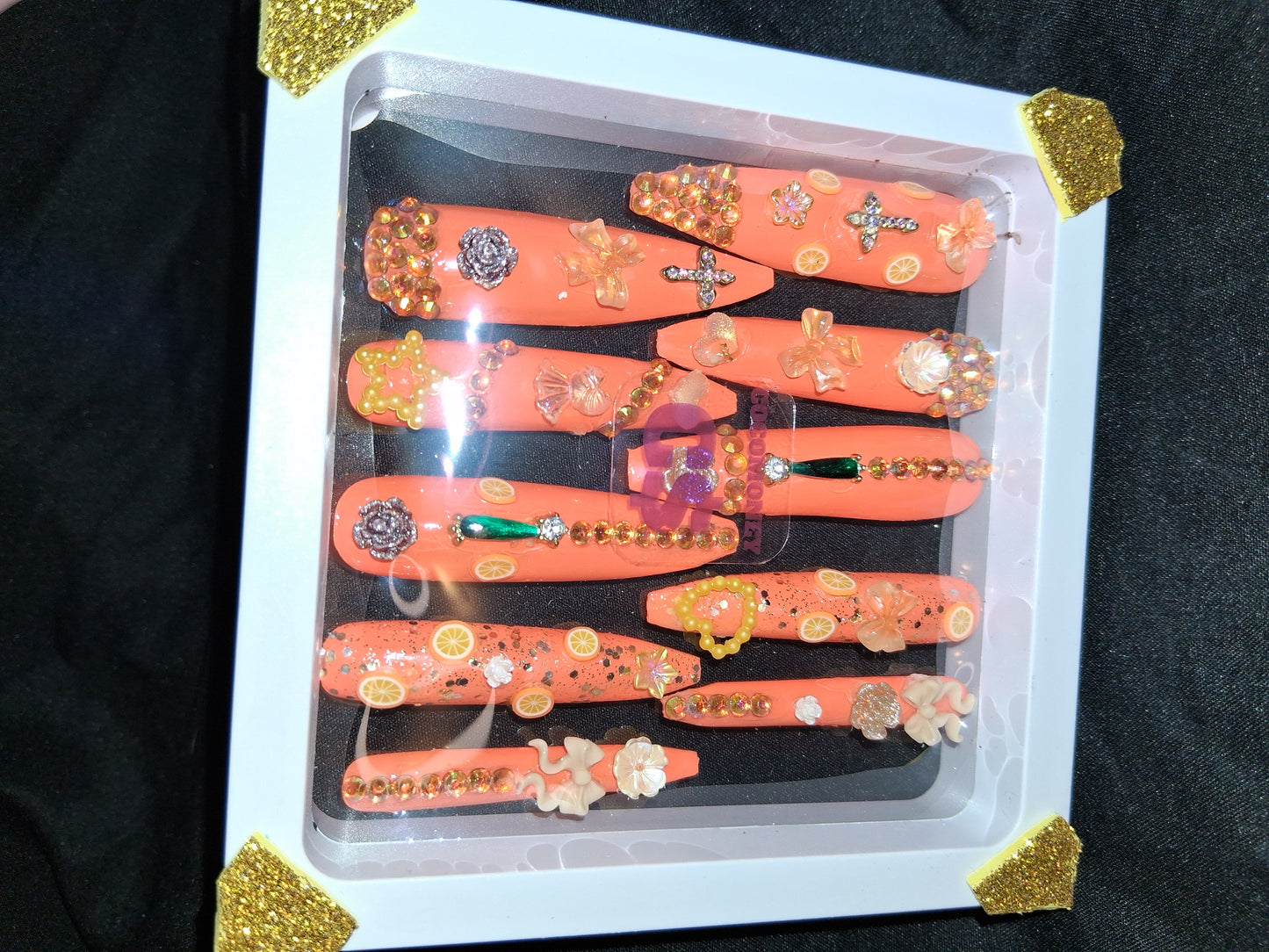 COCOMONEY NAILS CUSTOM 1 OF 1 GLUE ON PRESS ON COMES WITH FREE GIFTS #o60