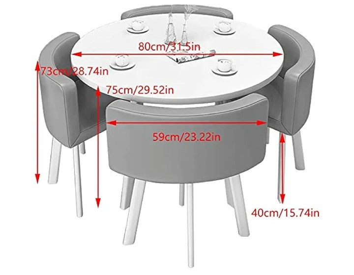 Office Business Hotel Lobby Dining Table Set, Home Dining Table and Chair Set 1 Table and 4 Chairs PU Leather Chair Hotel Clothing Store Restaurant Bedroom Balcony (Color : Red) (Color : Pink)