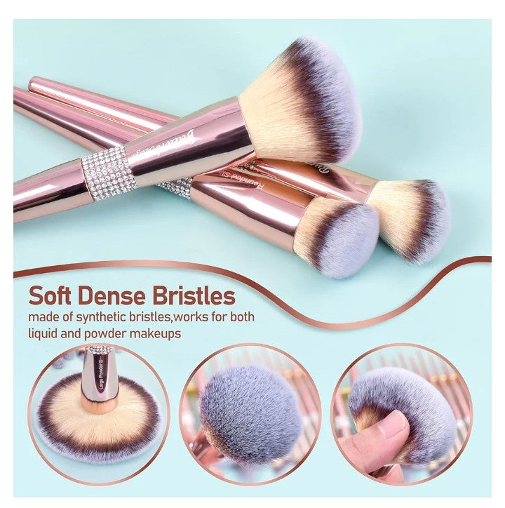 16Pcs ULTRA SOFT Labeled Makeup Brushes Sets -with Foundations Powder Blush Concealer Blending Eyeshadow Contour Brush sets (Rose Gold)