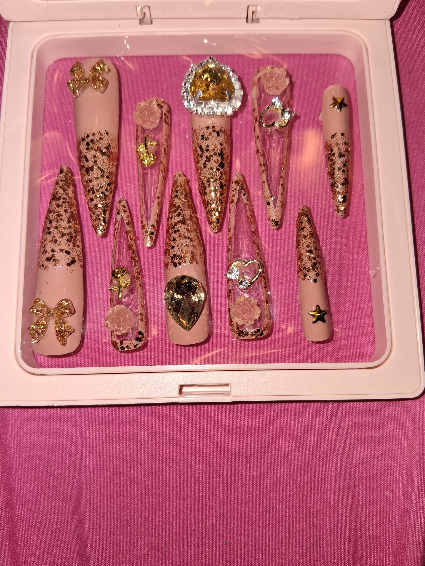 COCOMONEY NAILS CUSTOM 1 OF 1 GLUE ON PRESS ON COMES WITH FREE GIFTS #o2