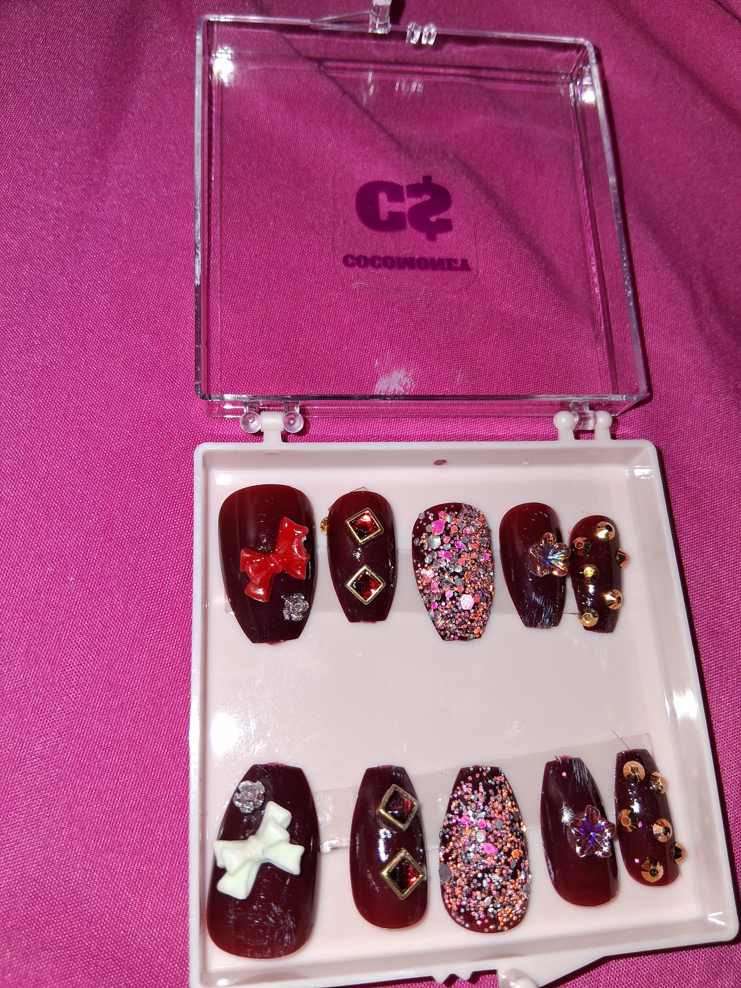 COCOMONEY NAILS CUSTOM 1 OF 1 GLUE ON PRESS ON COMES WITH FREE GIFTS #b57