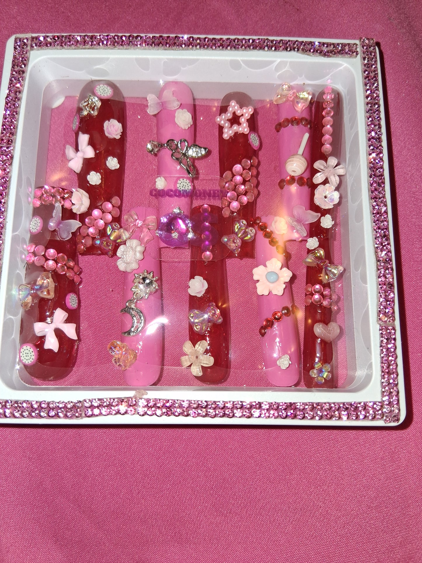COCOMONEY NAILS CUSTOM 1 OF 1 GLUE ON PRESS ON COMES WITH FREE GIFTS #p66