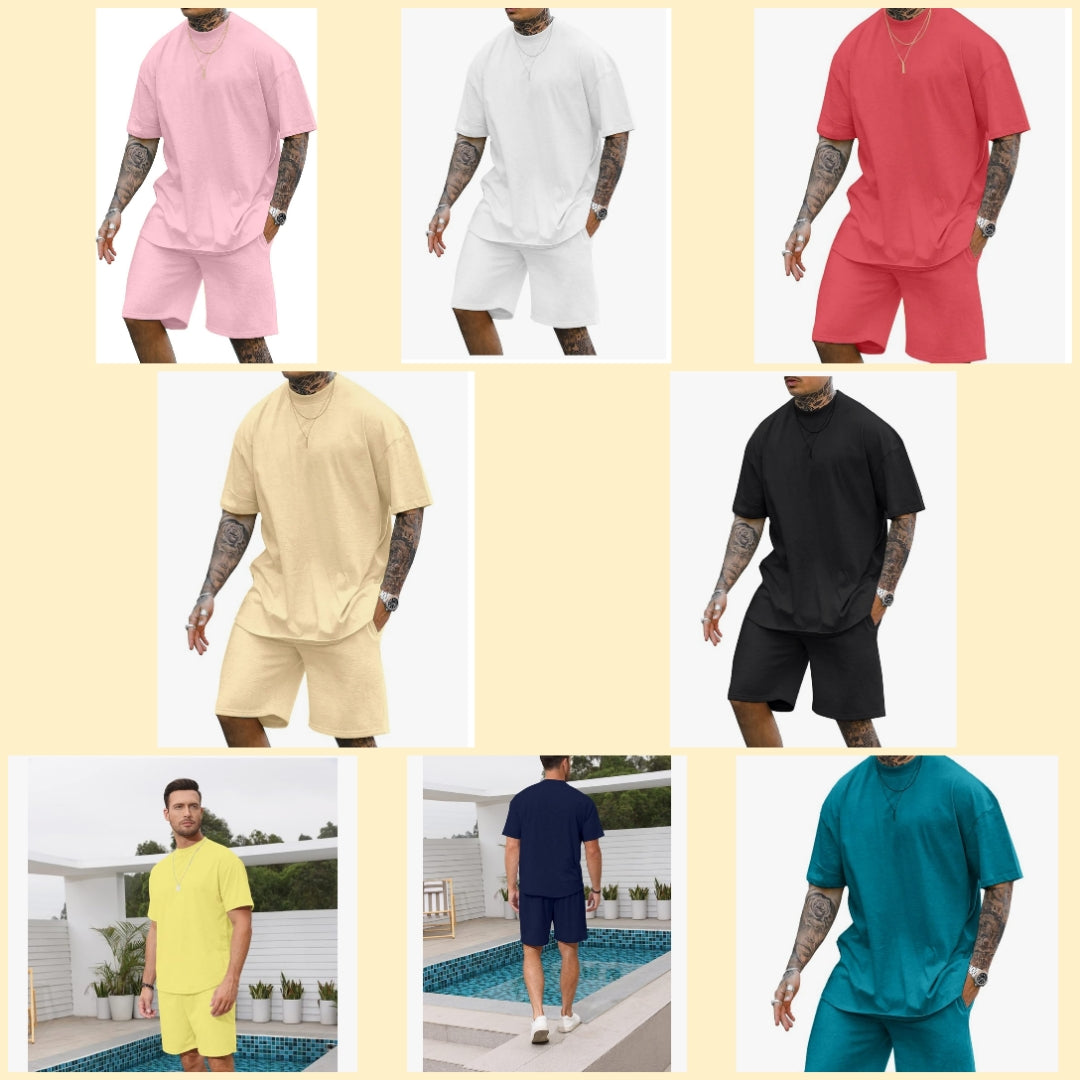 2 Piece Outfits Casual Tracksuit Shorts Summer Sweatsuit Oversize Short Sleeve Sport Set