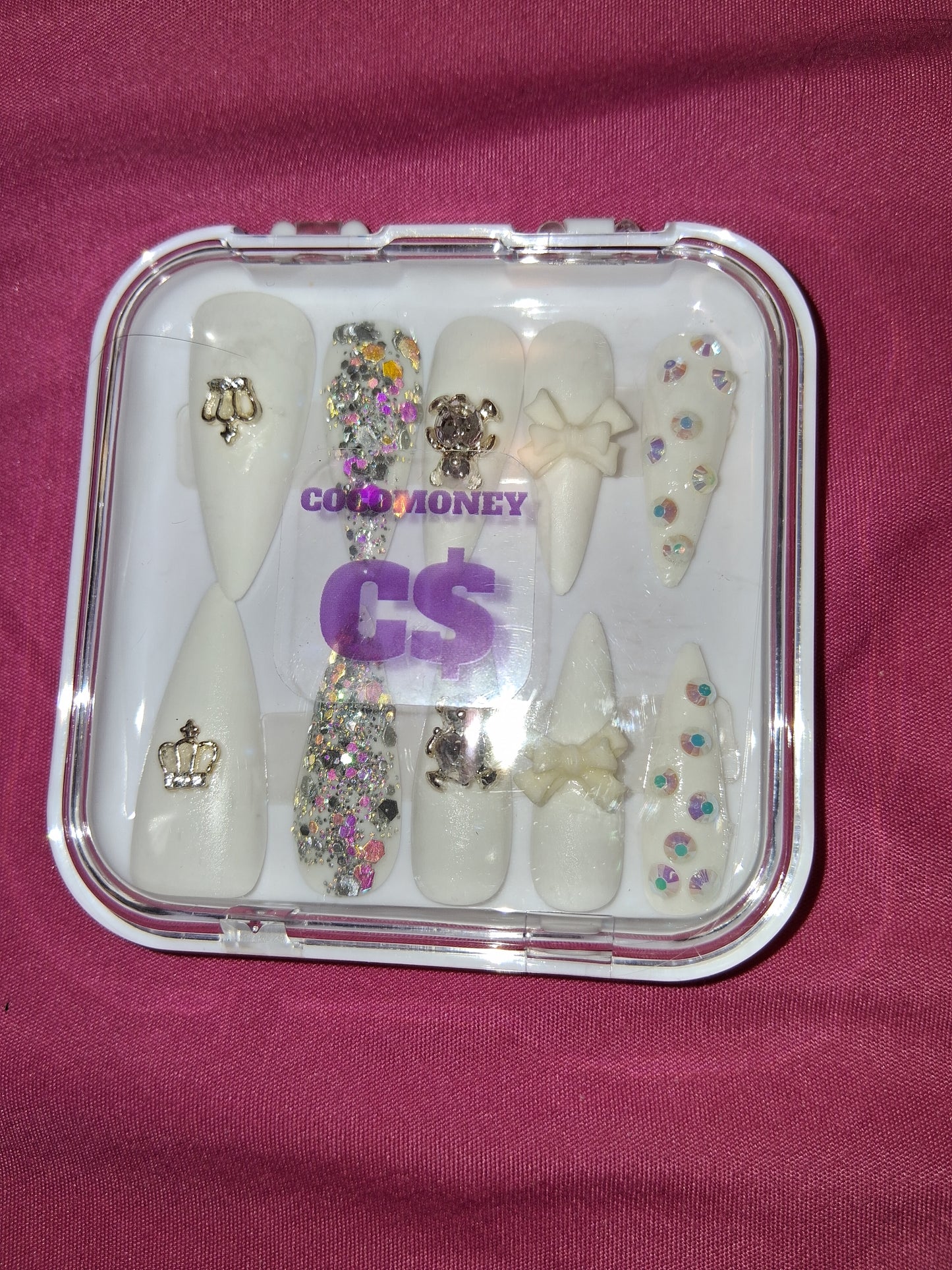 COCOMONEY NAILS CUSTOM 1 OF 1 GLUE ON PRESS ON COMES WITH FREE GIFTS #b93