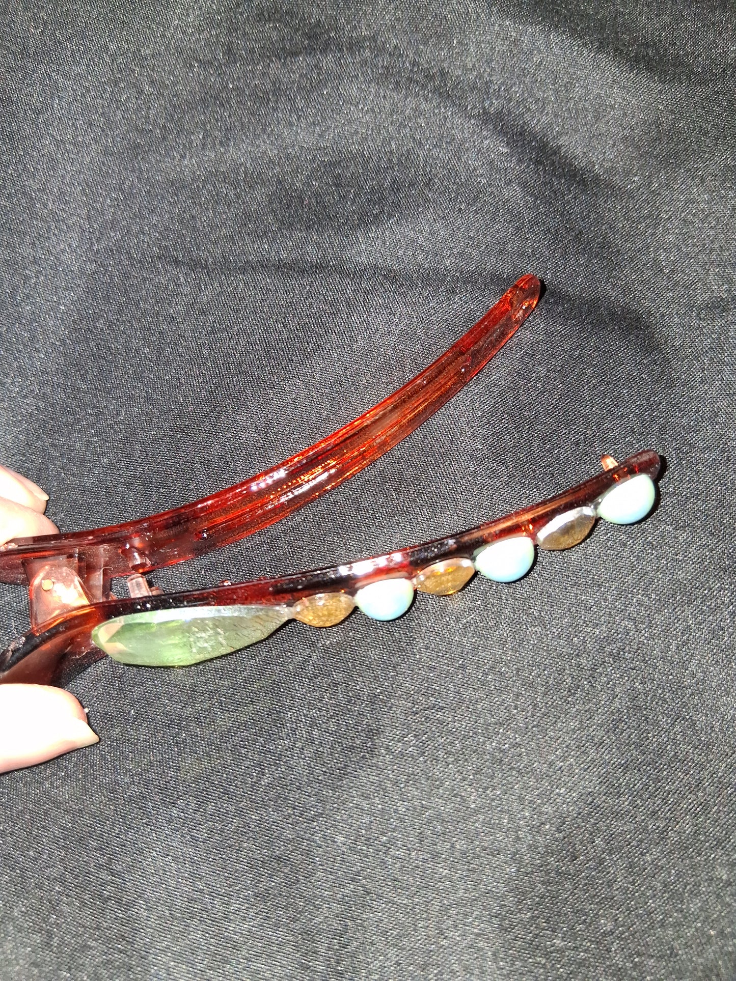 COCOMONEY HAIR CLIP 3INCH CUSTOM 1 OF A KIND PIECE with gemstones