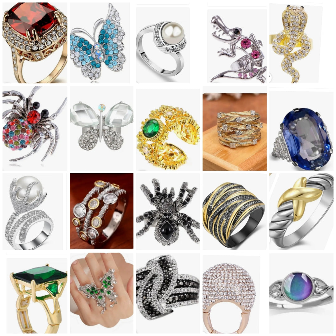 20 piece Costume rings metal jewelry random mix jewelry in various sizes random mix