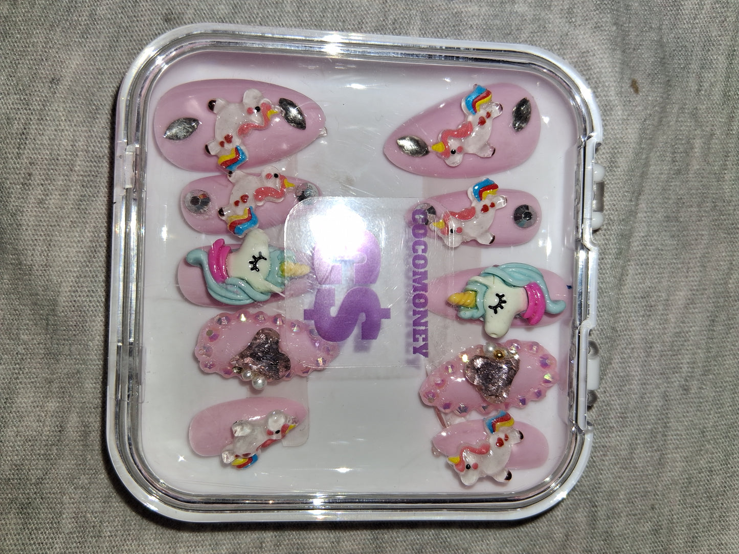 COCOMONEY NAILS CUSTOM 1 OF 1 GLUE ON PRESS ON COMES WITH FREE GIFTS #b54