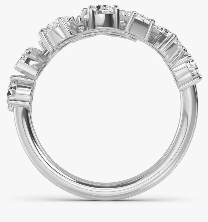 COCOMONEY 8 Carat (ctw) White Gold Round, Marquise, Emerald,Pear Cut LAB GROWN Diamond Stackable Ring (Color E-F Clarity VS2-SI1)