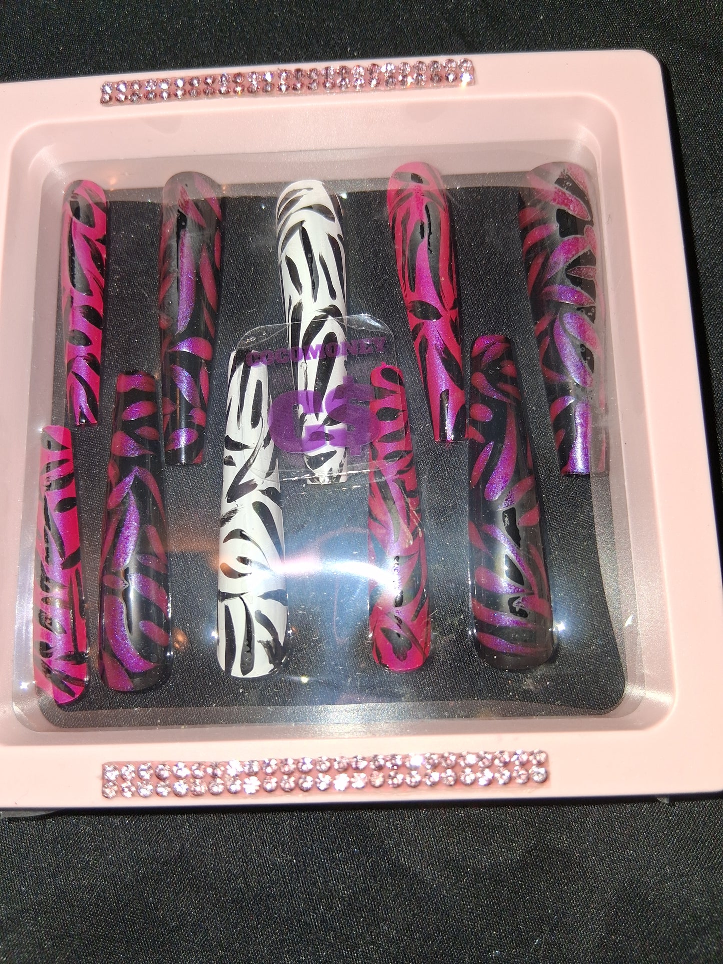 COCOMONEY NAILS CUSTOM 1 OF 1 GLUE ON PRESS ON COMES WITH FREE GIFTS #p53