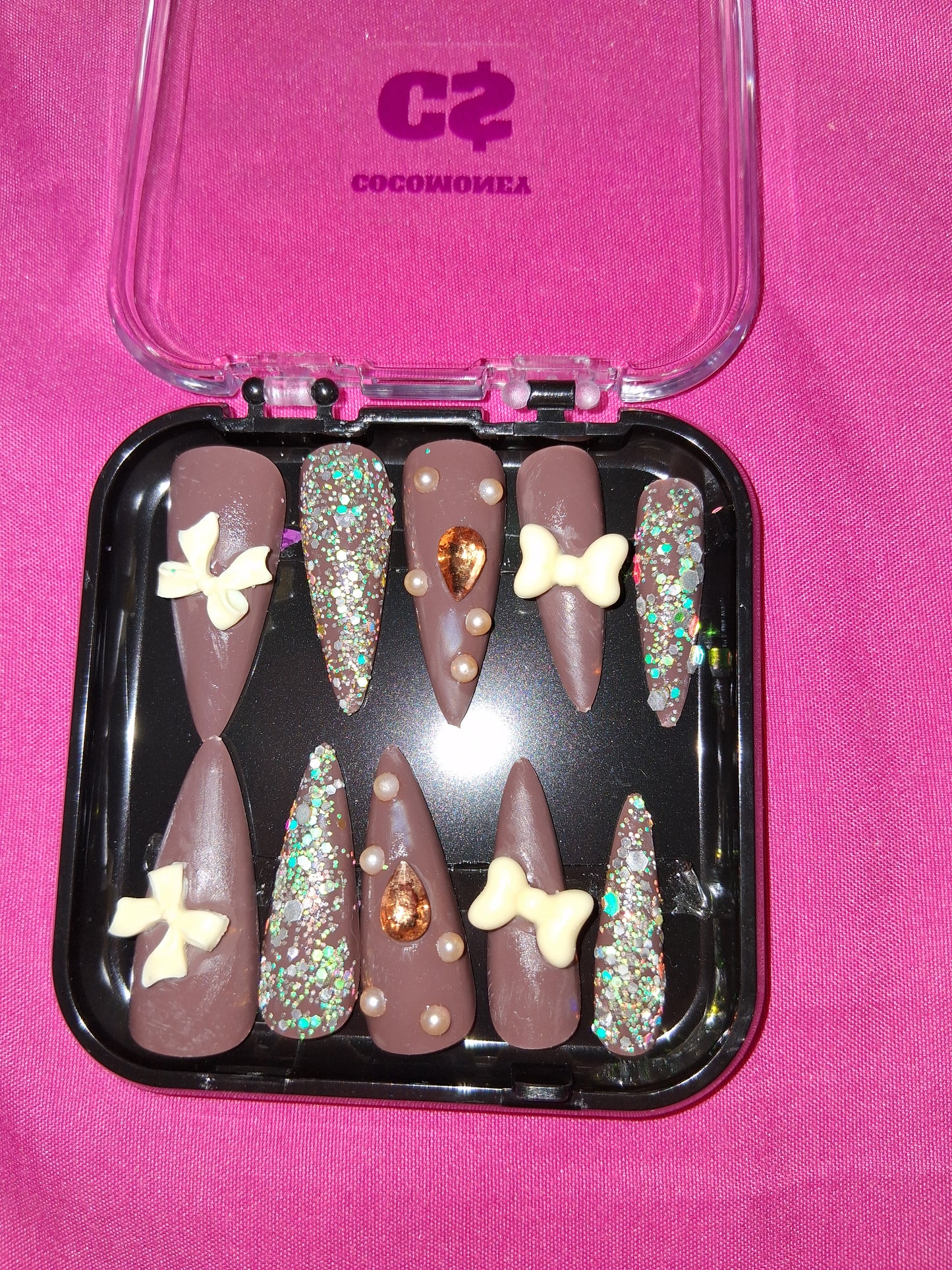 COCOMONEY NAILS CUSTOM 1 OF 1 GLUE ON PRESS ON COMES WITH FREE GIFTS #b88