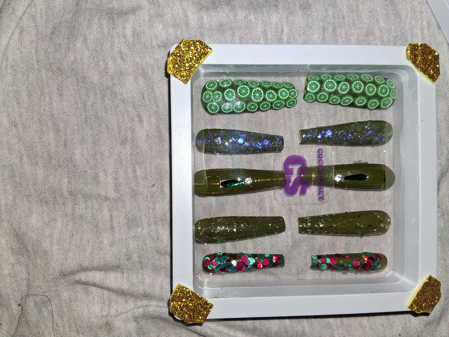 COCOMONEY NAILS CUSTOM 1 OF 1 GLUE ON PRESS ON COMES WITH FREE GIFTS #p6