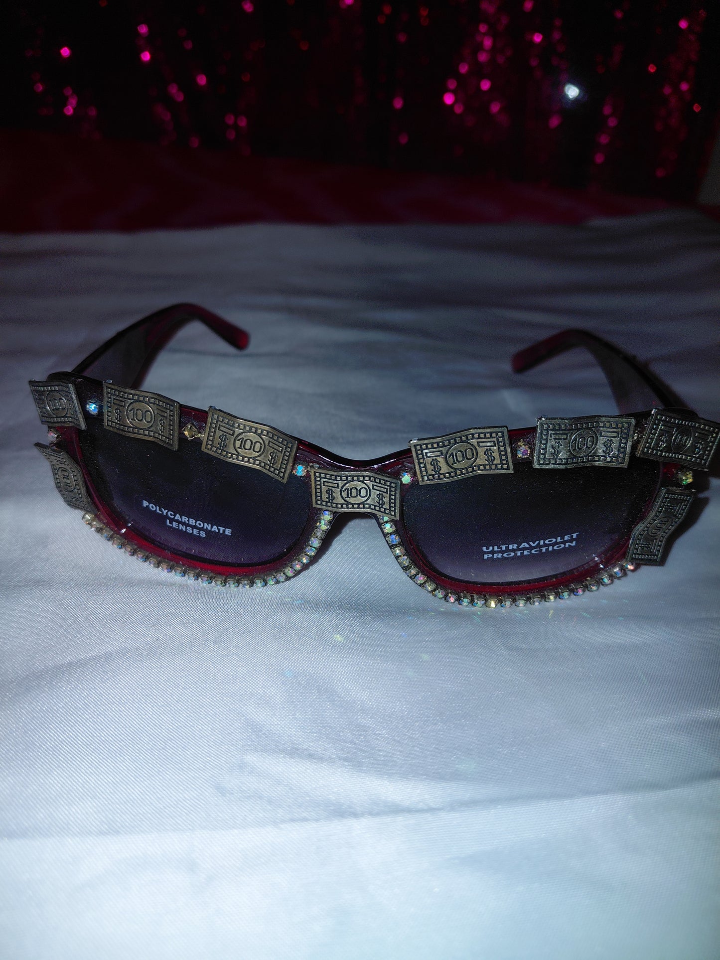 Cocomoney Glasses custom 1 of 1 pair sunglasses gemstones plastic materials uv COCOMONEY.STORE