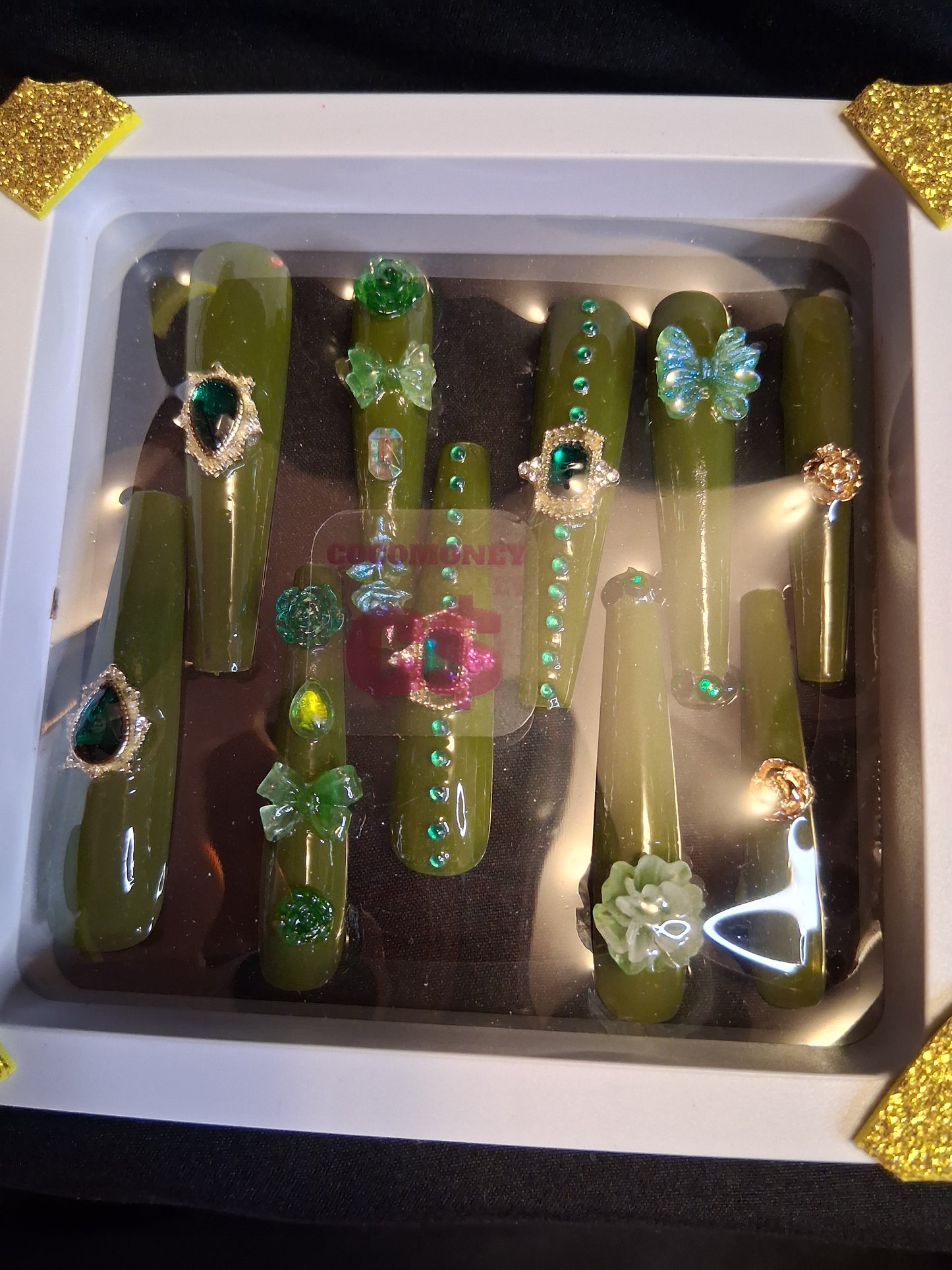 COCOMONEY NAILS CUSTOM 1 OF 1 GLUE ON PRESS ON COMES WITH FREE GIFTS #o94