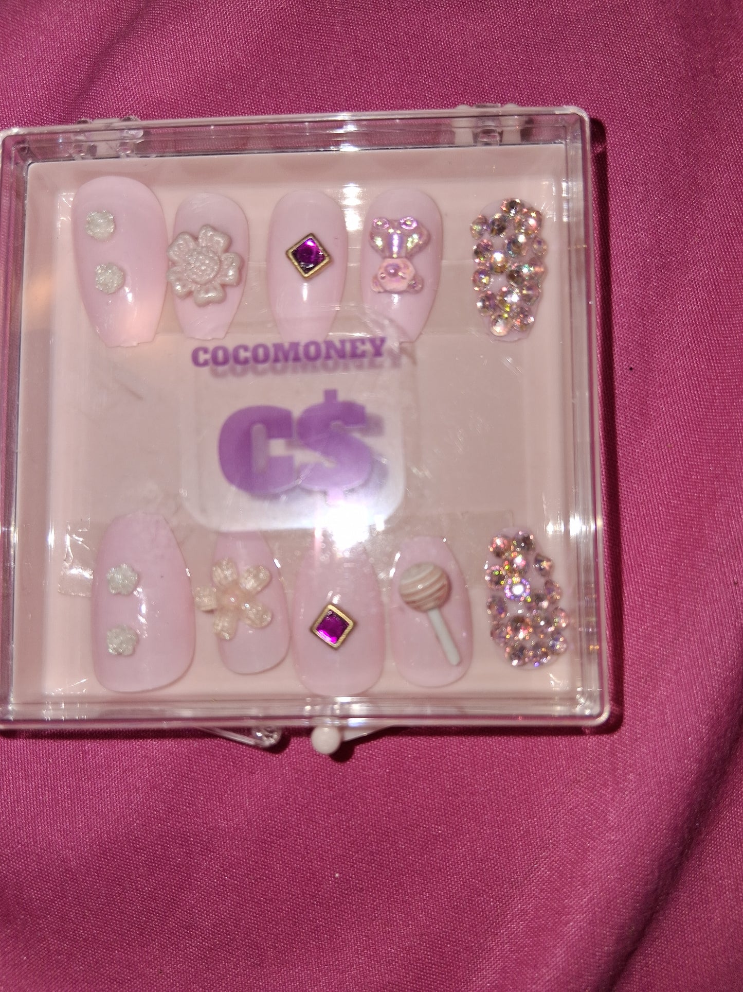 COCOMONEY NAILS CUSTOM 1 OF 1 GLUE ON PRESS ON COMES WITH FREE GIFTS #b55