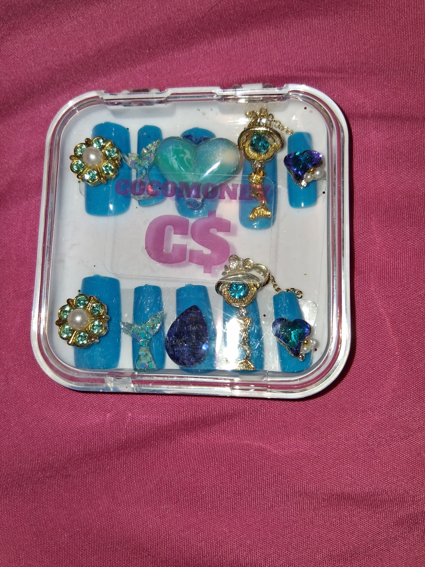 COCOMONEY NAILS CUSTOM 1 OF 1 GLUE ON PRESS ON COMES WITH FREE GIFTS #b95