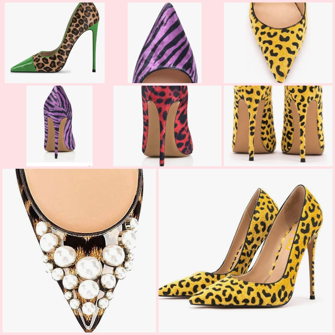 Women Sexy Leopard Printed Dress Shoes Pointy Toe High Heels Stilettos Pumps Party Formal Shoes