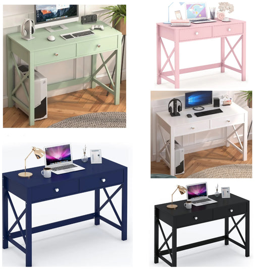 Office Desk with Drawers Modern Writing Computer Desk, Small Makeup Vanity Table Desk for Bedroom, Study Table for Home Office