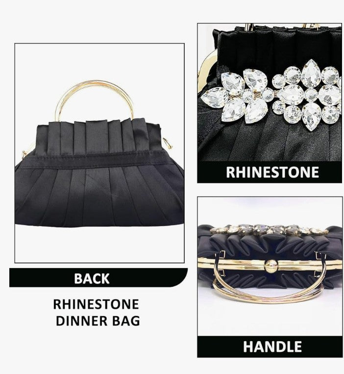 Rhinestone Satin Evening Bag, Small Tote Bag, Crossbody Bags for Wedding, Prom, Parties, Travel