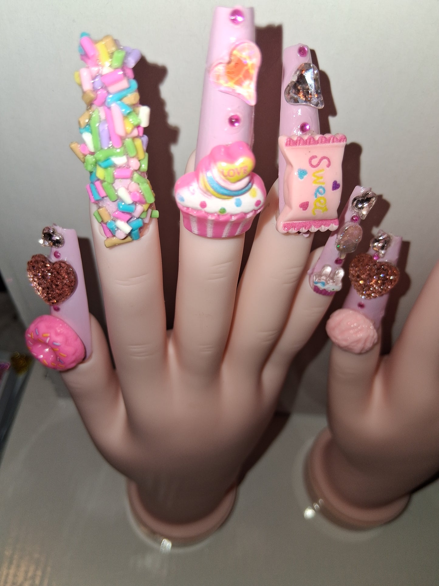 COCOMONEY NAILS CUSTOM 1 OF 1 GLUE ON PRESS ON COMES WITH FREE GIFTS #o90