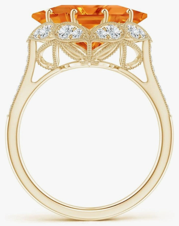 COCOMONEY Natural Citrine Stackable Ring for Women in 14K Solid Gold | November Birthstone, Birthday, Engagement, Anniversary, Wedding Jewelry Gift for Women