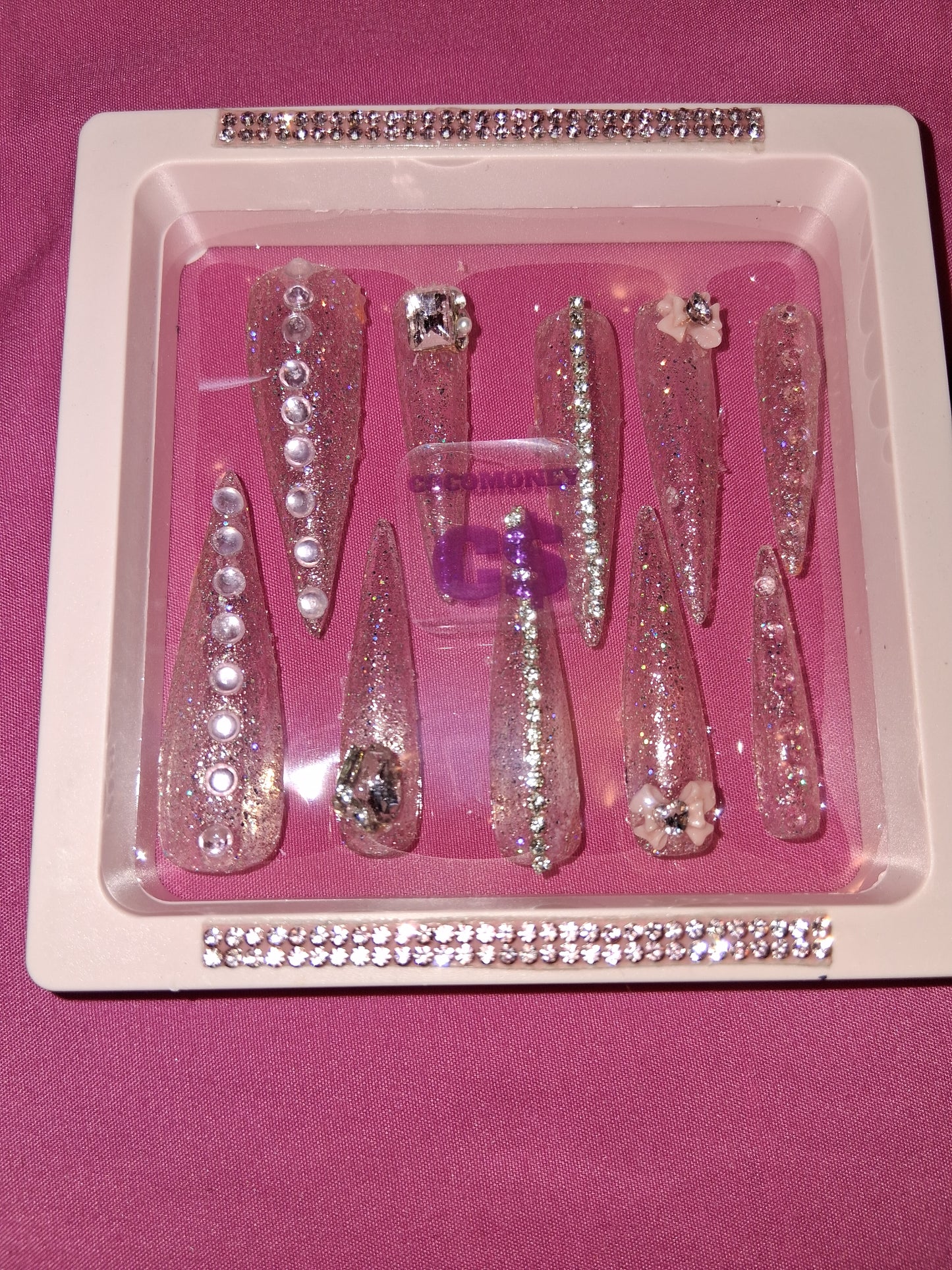 COCOMONEY NAILS CUSTOM 1 OF 1 GLUE ON PRESS ON COMES WITH FREE GIFTS #o83