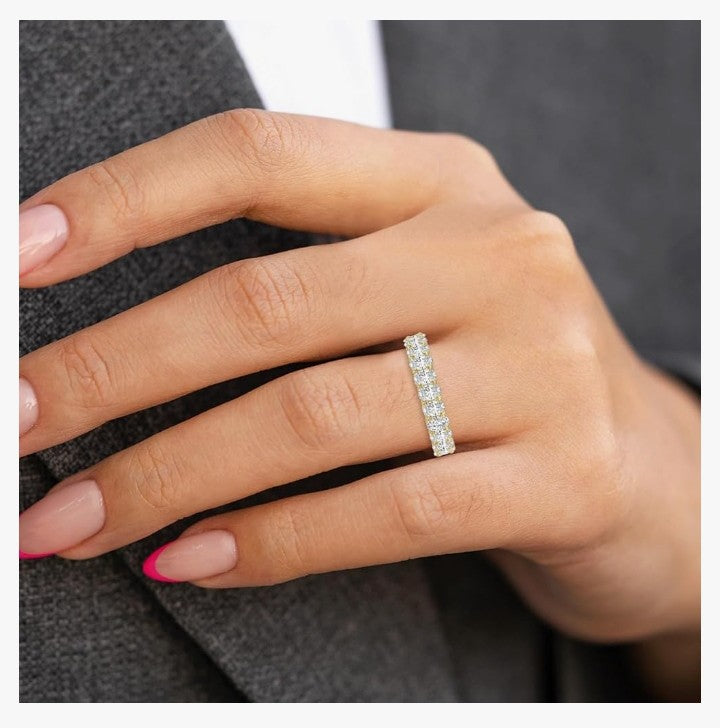 COCOMONEY 14K Gold Oval Lab Grown Diamond Ladies Eternity Wedding Anniversary Stackable Ring Band From 2.40-13 CTW (Ring Size: 4.5-10)