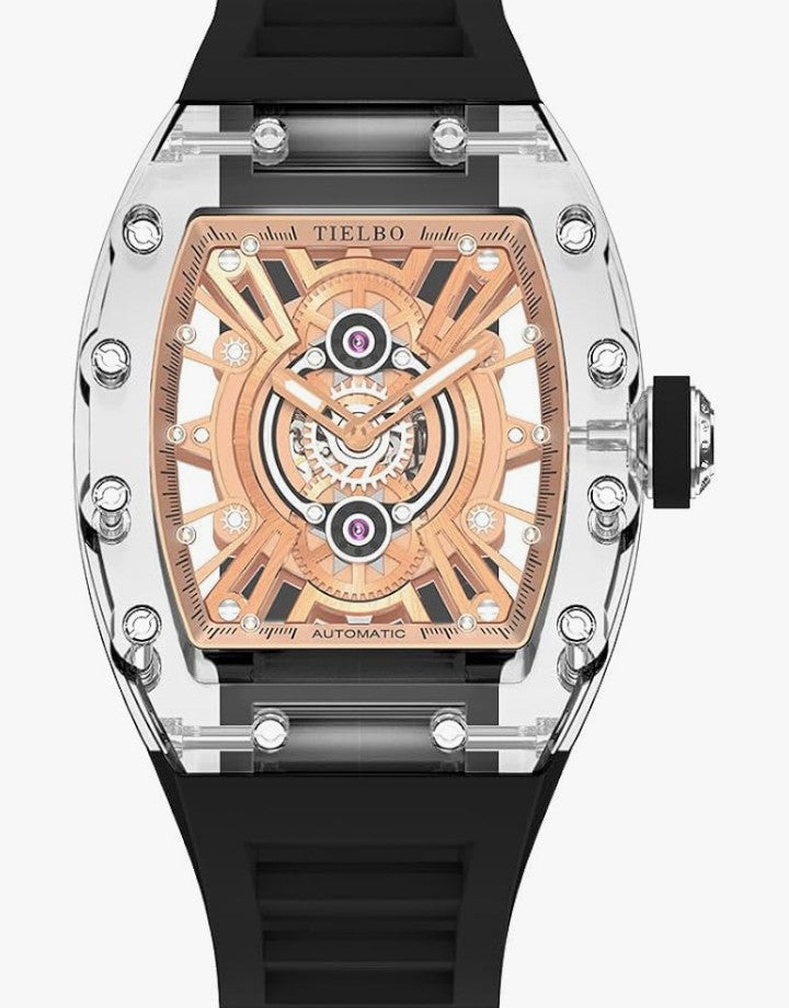 HEMUDU Mechanical Crystals Luxury Watches for Men Ladies Hollowing Dial Wristwatch Waterproof Man Brilliant Transparent Case