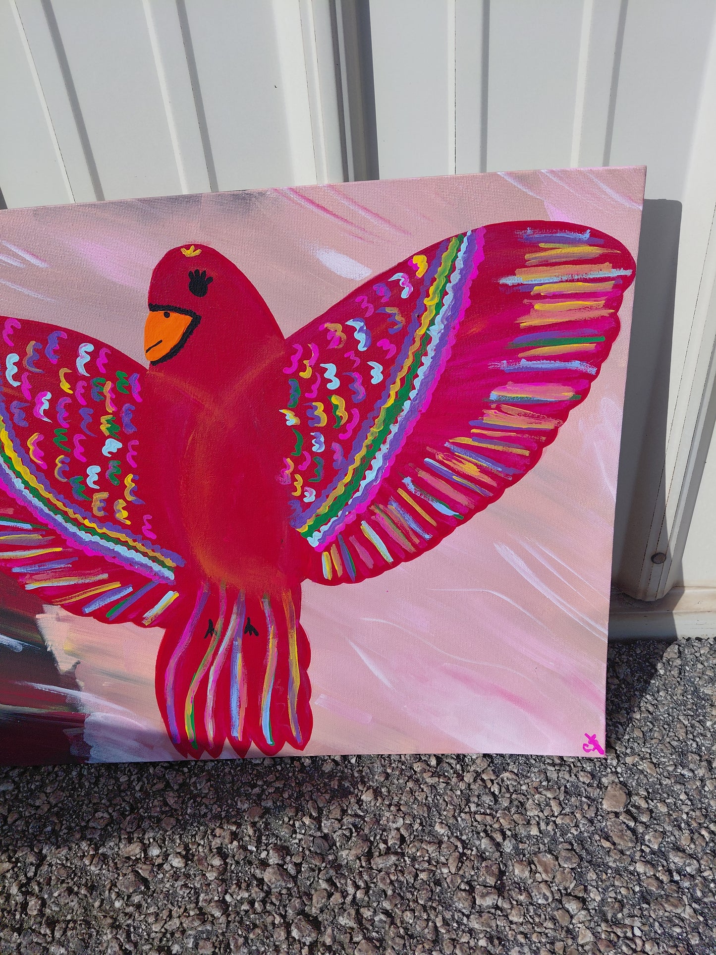 COCOMONEY ART Red Bird 1 OF 1 CUSTOM PIECE BY COCOMONEY painting on canvas