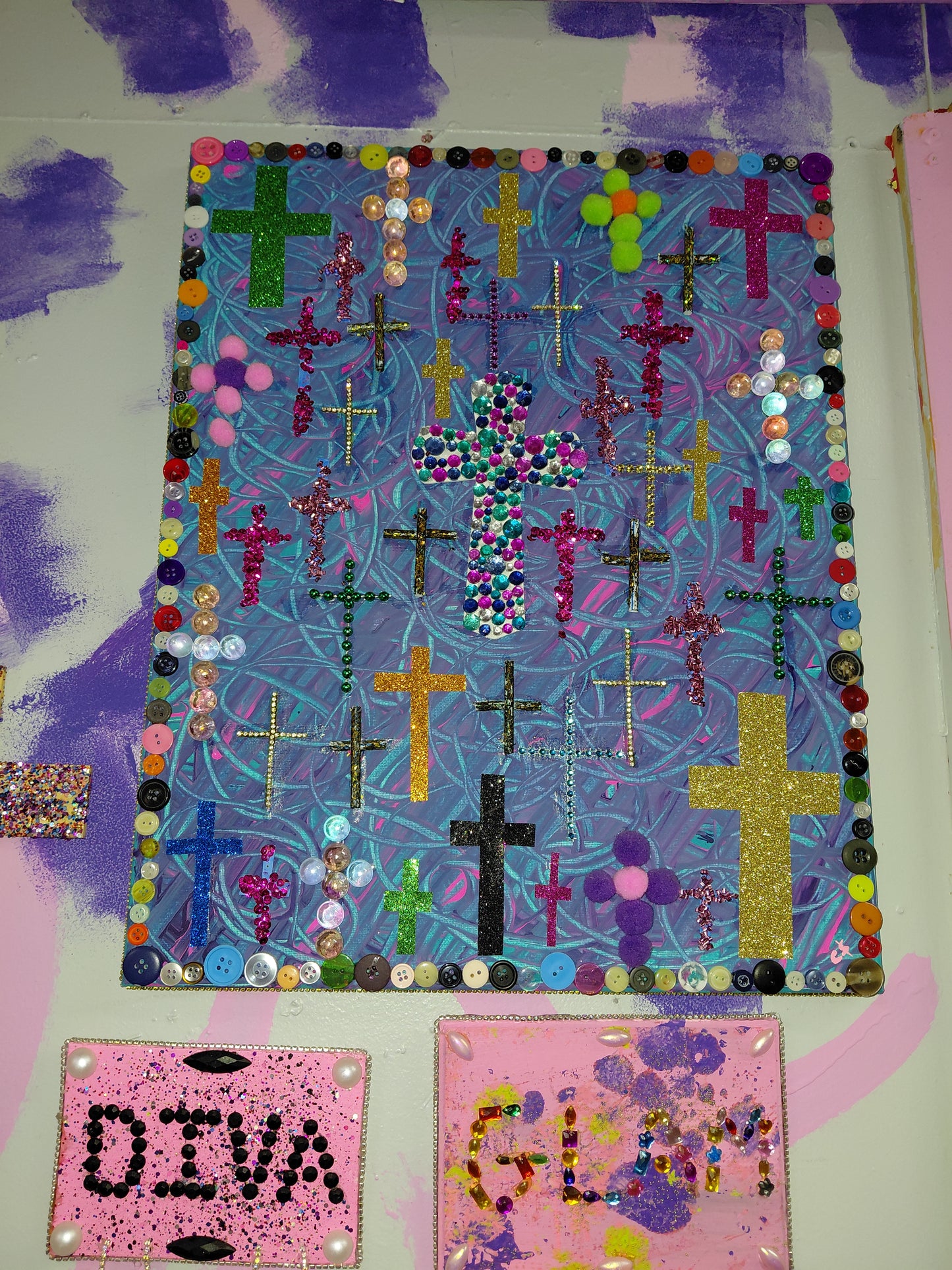 COCOMONEY ART Crosses 1 OF 1 CUSTOM PIECE BY COCOMONEY painting on canvas