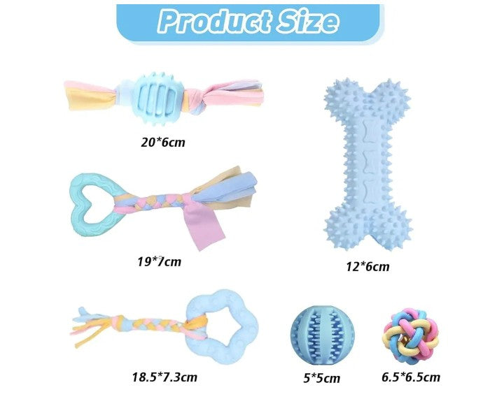 Puppy Chew Toys, 6 Pack Puppy Teething Toys for Small Breed, Soft Rubber Cute Blue Dog Toys, Eco-Friendly, Teeth Cleaning Interactive Tiny Puppy Toys for Small Dog