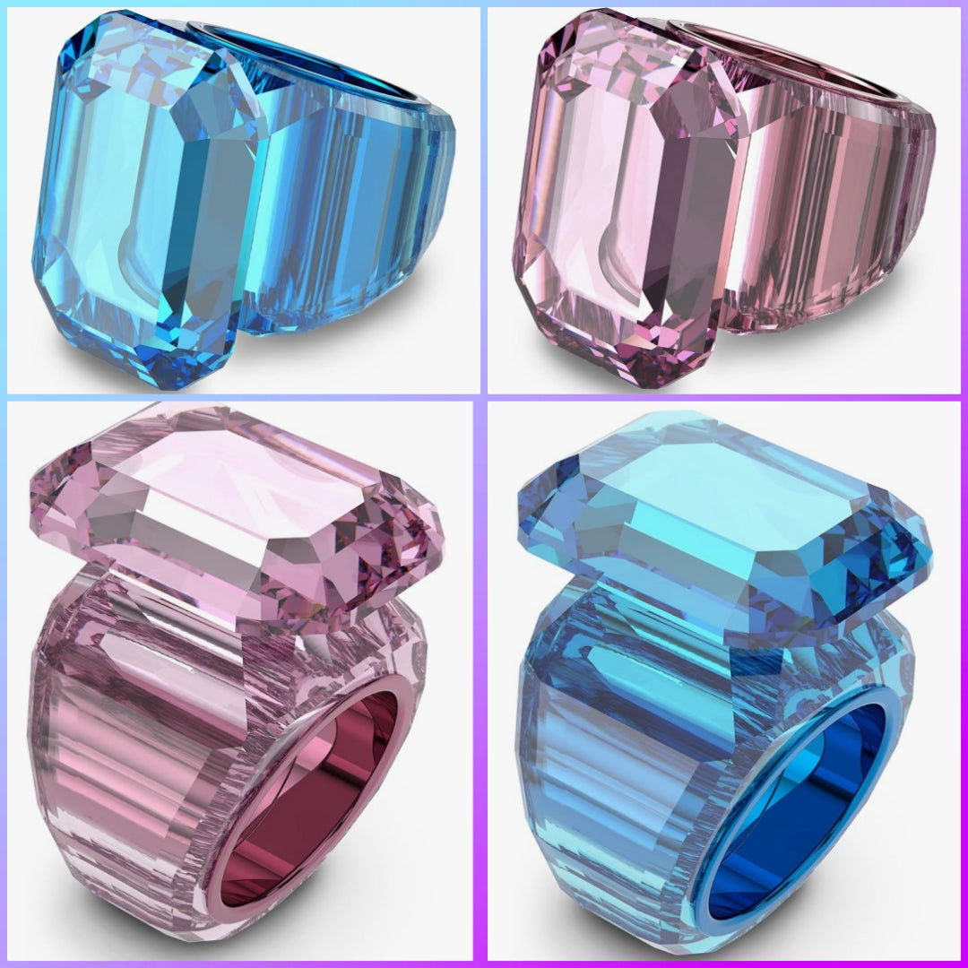 SWAROVSKI crystal Ring, Blue Crystal, Pink Crystal