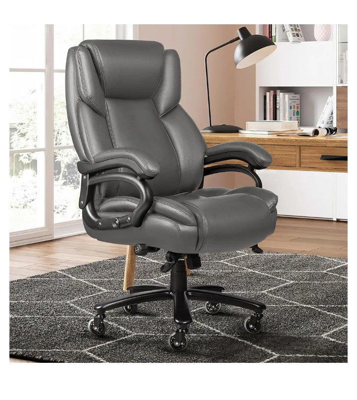 Heavy Duty Office Chair for Low Back Pain Relief, Big and Tall Office Chair with Ergonomic Lumbar Support, High Back Executive Chair with Quiet Rubber Wheel